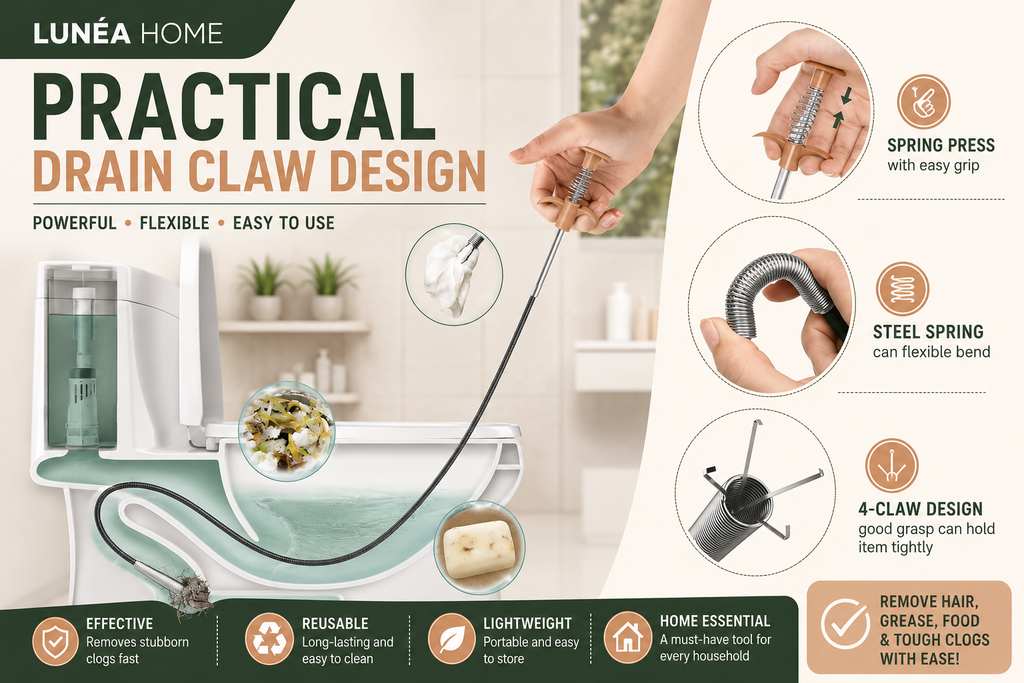 LUNÉA HOME Drain Snake Clog Remover | Flexible Drain Cleaning Tool for Sinks, Showers & Pipes