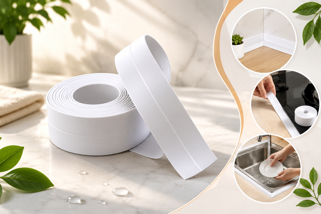 LUNÉA HOME Waterproof Caulk Sealing Tape for Kitchen & Bathroom | Self Adhesive Sink Gap Seal Strip | Mold Resistant Edge Protector