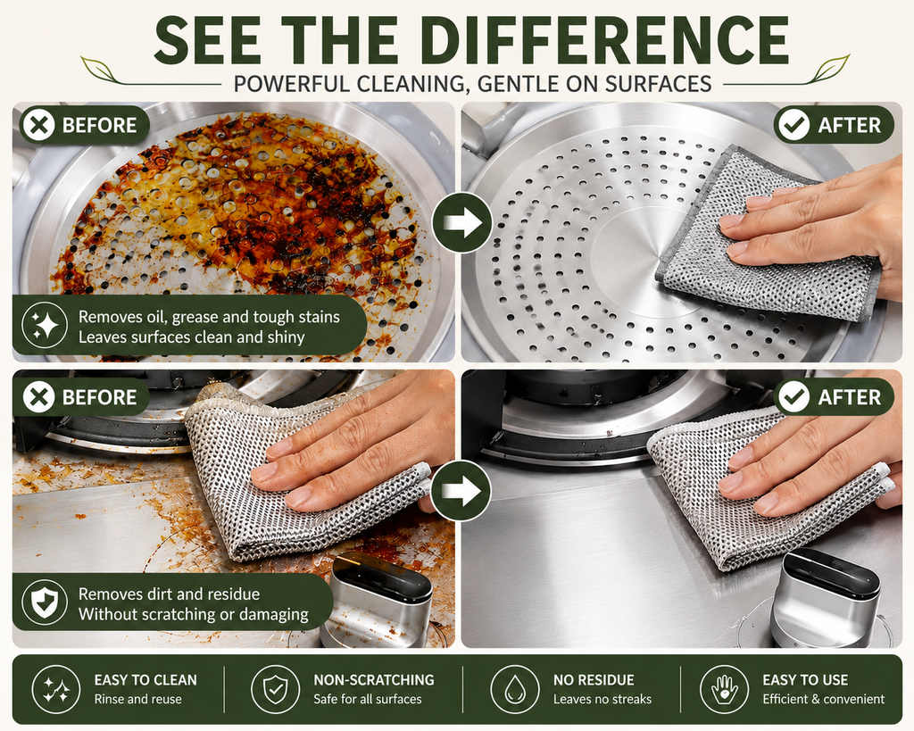 LUNÉA HOME Double-Sided Kitchen Cleaning Cloths | Multi-Purpose Scouring Pads