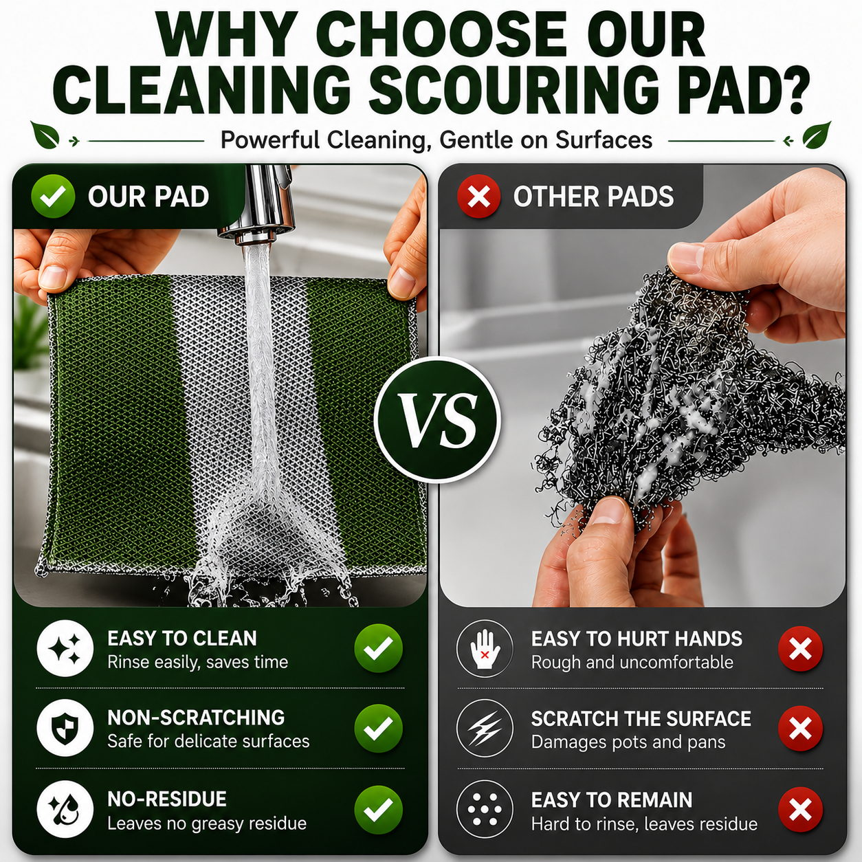 LUNÉA HOME Double-Sided Kitchen Cleaning Cloths | Multi-Purpose Scouring Pads