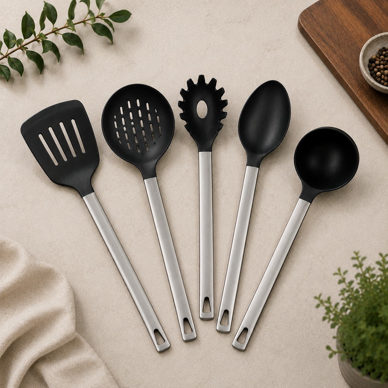 LUNÉA HOME 5-Piece Kitchen Utensil Set