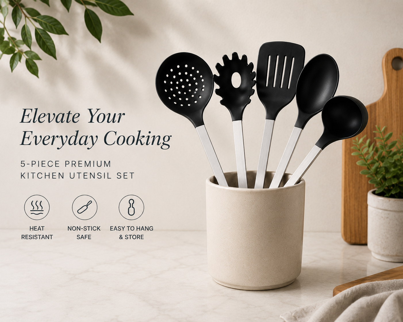 LUNÉA HOME 5-Piece Kitchen Utensil Set