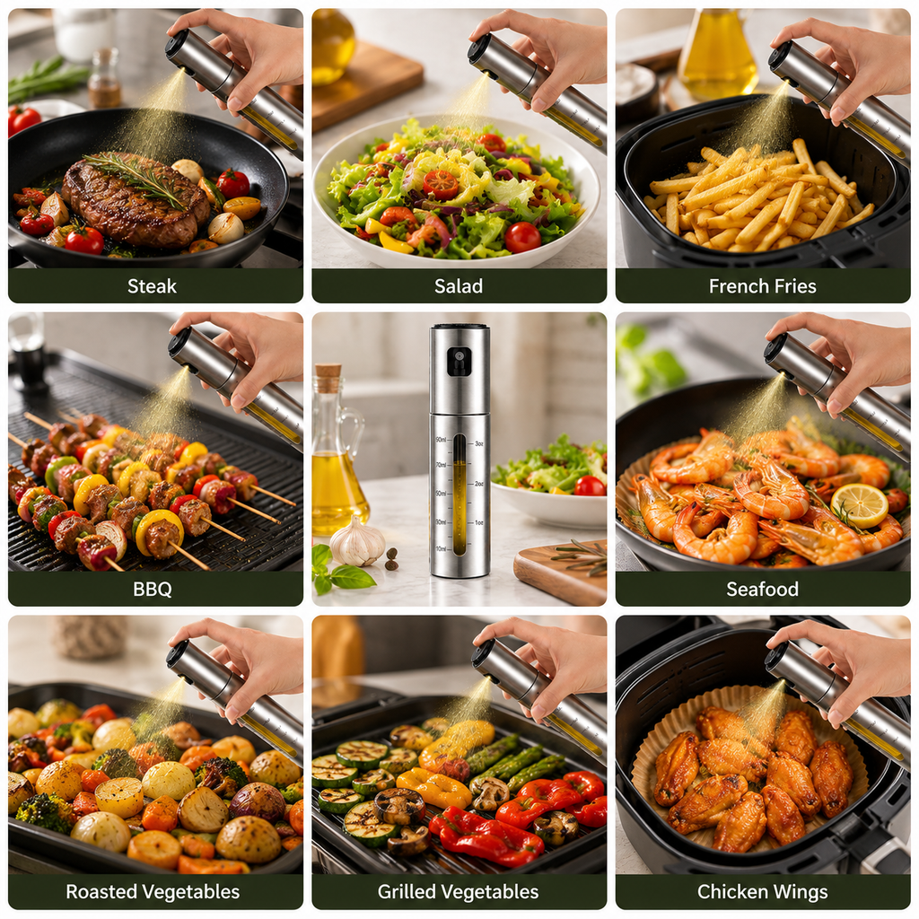 LUNÉA HOME 100ml Oil Sprayer | Refillable Cooking Oil Spray for Kitchen & BBQ