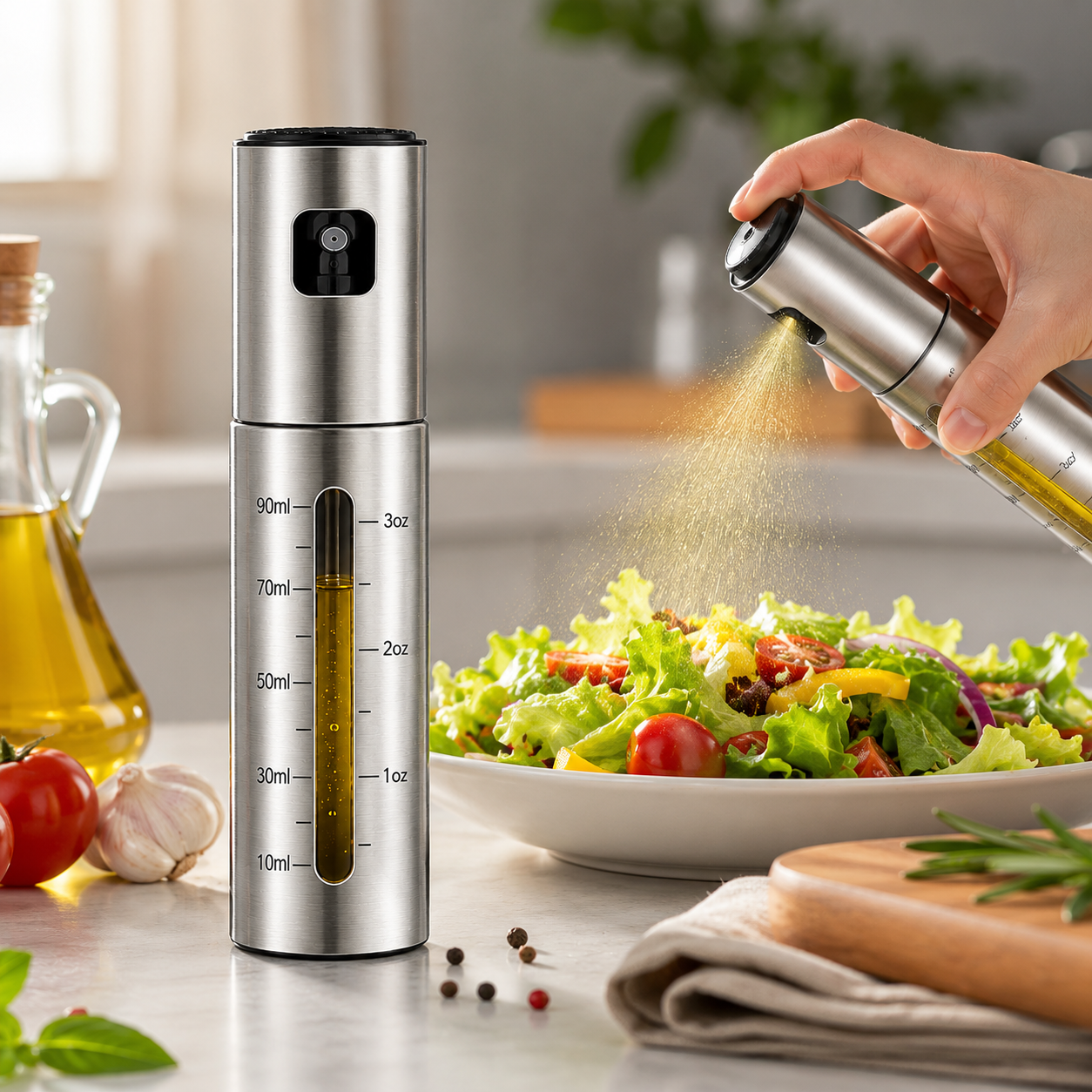 LUNÉA HOME 100ml Oil Sprayer | Refillable Cooking Oil Spray for Kitchen & BBQ