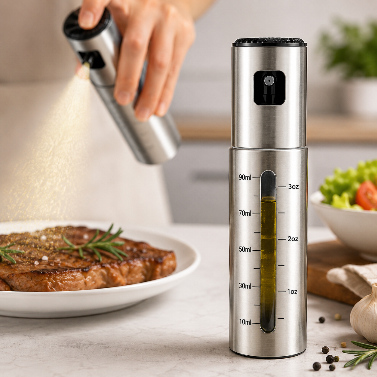 LUNÉA HOME 100ml Oil Sprayer | Refillable Cooking Oil Spray for Kitchen & BBQ